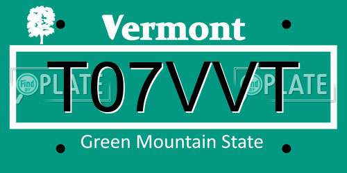 T07VVT Vermont License Plate