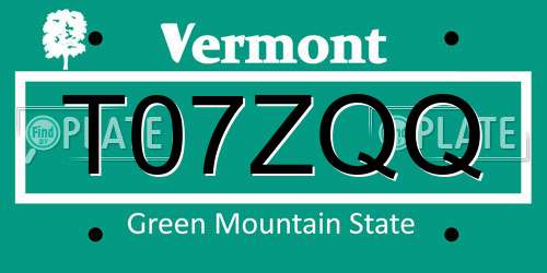 T07ZQQ Vermont License Plate