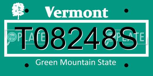 T08248S Vermont License Plate