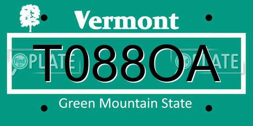 T088OA Vermont License Plate