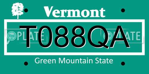 T088QA Vermont License Plate