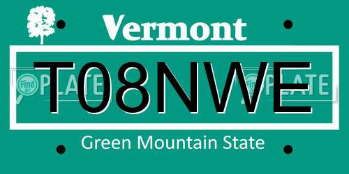 T08NWE Vermont License Plate