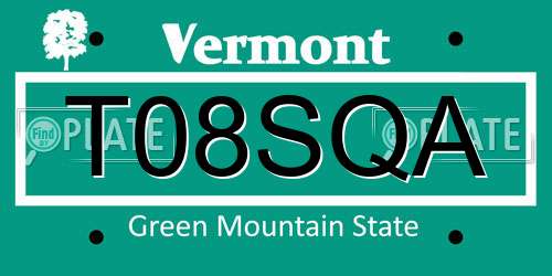 T08SQA Vermont License Plate