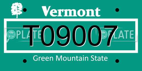 T09007 Vermont License Plate