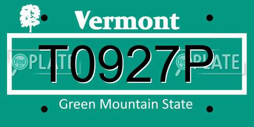 T0927P Vermont License Plate