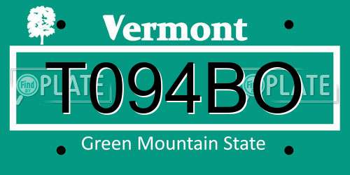 T094BO Vermont License Plate