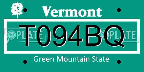 T094BQ Vermont License Plate