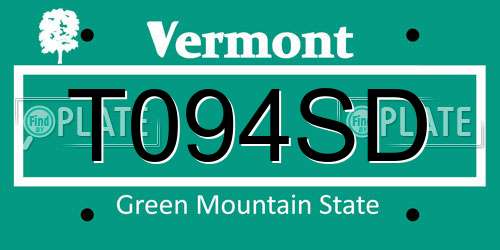 T094SD Vermont License Plate