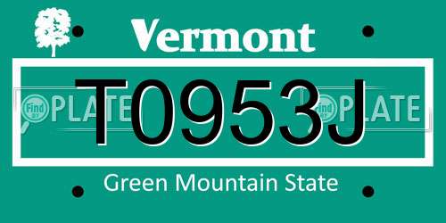 T0953J Vermont License Plate