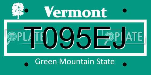 T095EJ Vermont License Plate