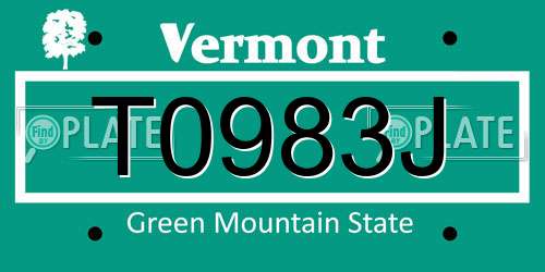 T0983J Vermont License Plate