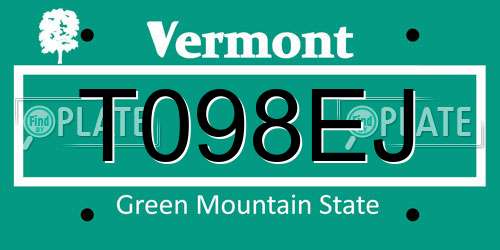 T098EJ Vermont License Plate