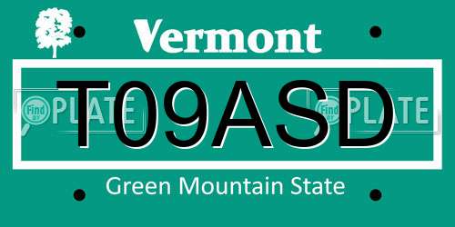 T09ASD Vermont License Plate