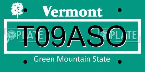 T09ASO Vermont License Plate