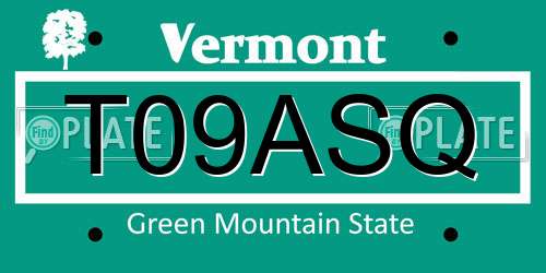 T09ASQ Vermont License Plate