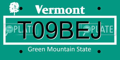 T09BEJ Vermont License Plate