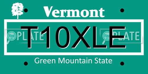 T10XLE Vermont License Plate