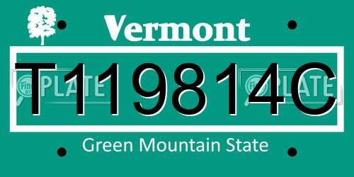 T119814C Vermont License Plate