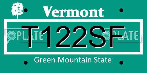T122SF Vermont License Plate