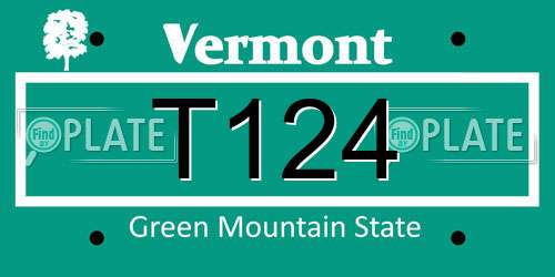 T124 Vermont License Plate
