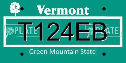 T124EB Vermont License Plate