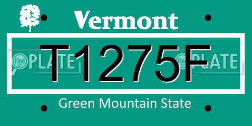 T1275F Vermont License Plate