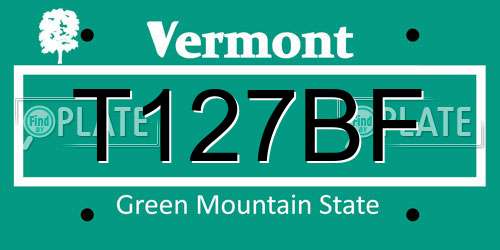 T127BF Vermont License Plate