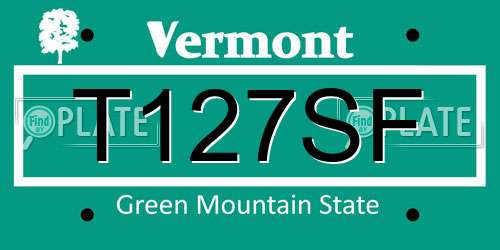 T127SF Vermont License Plate