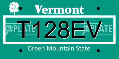 T128EV Vermont License Plate