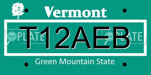 T12AEB Vermont License Plate