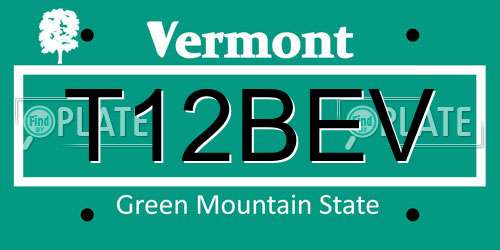 T12BEV Vermont License Plate