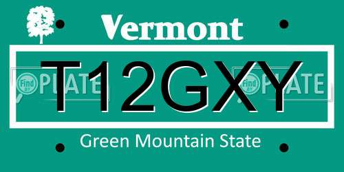 T12GXY Vermont License Plate