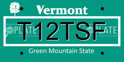 T12TSF Vermont License Plate