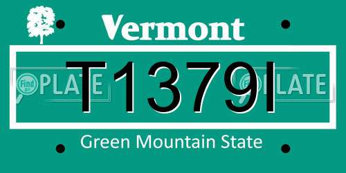 T1379I Vermont License Plate