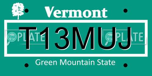 T13MUJ Vermont License Plate