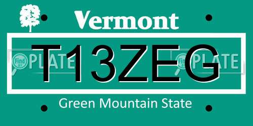 T13ZEG Vermont License Plate