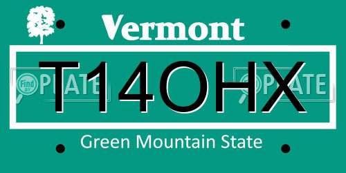 T14OHX Vermont License Plate