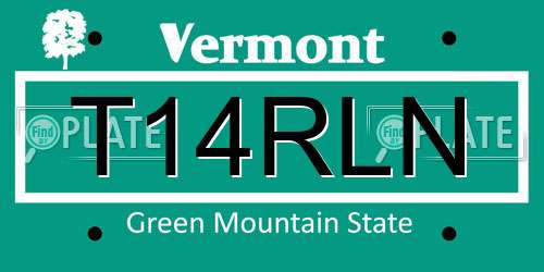T14RLN Vermont License Plate
