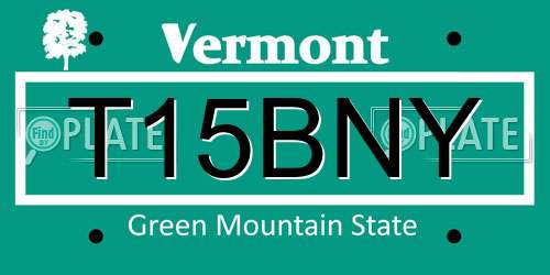 T15BNY Vermont License Plate