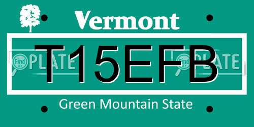 T15EFB Vermont License Plate