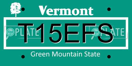 T15EFS Vermont License Plate