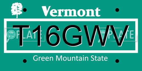 T16GWV Vermont License Plate