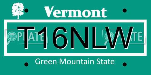 T16NLW Vermont License Plate