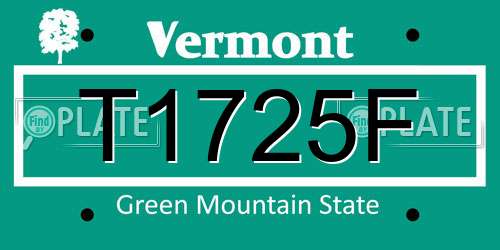 T1725F Vermont License Plate