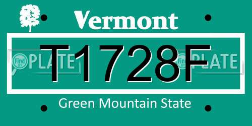T1728F Vermont License Plate