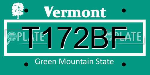 T172BF Vermont License Plate