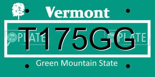 T175GG Vermont License Plate