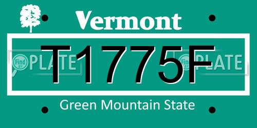 T1775F Vermont License Plate