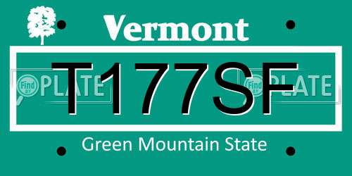 T177SF Vermont License Plate