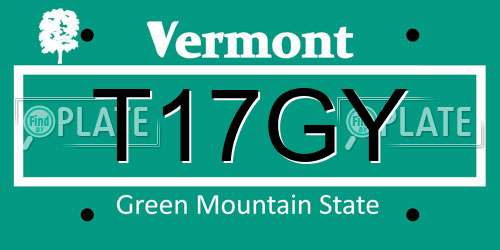 T17GY Vermont License Plate